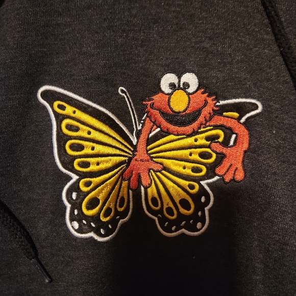 Sesame Street Elmo Butterfly Hoodie Dark Grey Size Small - Picture 2 of 4